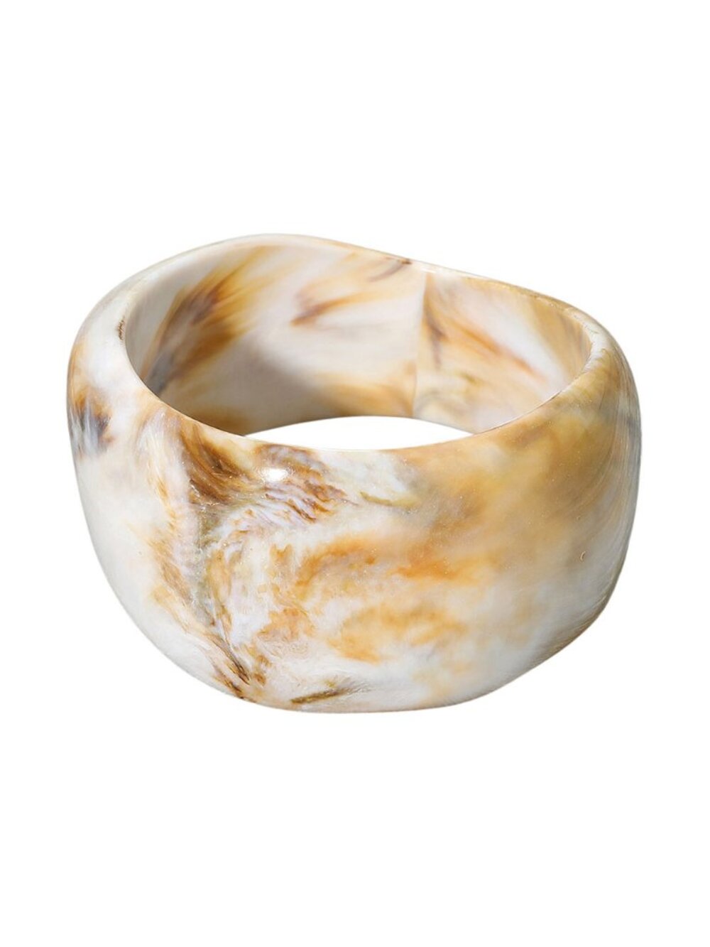 Tigerstars Beige Wide Marbled Swirl Resin Bangle Bracelet